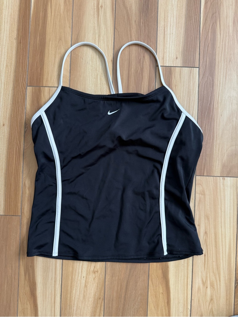 Nike Swim black tankini top with white trim - women’s 12